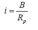 i equals uppercase B divided by uppercase R subscript p.