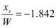 The quotient x subscript s divided by W equals -1.842.