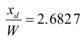 The quotient x subscript d divided by W equals 2.6827.