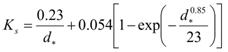 K subscript s equals the sum of the quotient 0.23 divided by d subscript asterisk, that quotient plus the product 0.054 times the difference of 1 minus the base e raised to the power of the negative quotient of d subscript asterisk raised to the 0.85 power, that product divided by 23.