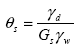 Equation 34.  Equation.  theta sub s equals gamma sub d divided by the product of G sub s multiplied by gamma sub w.
