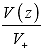 V at z over relative voltage amplitude in the positive z direction