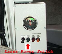 Figure 2. Photo. Laser on/off switch. This figure shows the location of the laser/on off switch that is located inside the profiler.