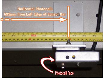 Figure 4. Photo. Position and mounting of horizontal photocell. This figure shows a close-up view of how the horizontal photocell is mounted to the sensor bar in the profiler.
