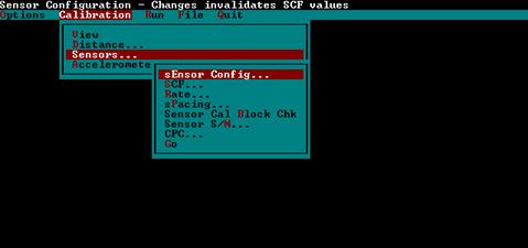 Figure 17. Screen shot. Sensor calibration menu. This figure shows a screen capture of the sensor calibration menu in the ICC software.