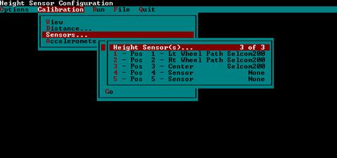 Figure 18. Screen shot. Sensor configurations. This figure shows a screen capture of the sensor configuration menu in the ICC software.