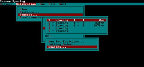 Figure 22. Screen shot. Sensor spacing screen. This figure shows a screen capture of the sensor spacing screen in the ICC software.