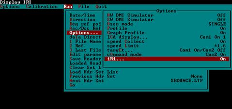 Figure 25. Screen shot. Run options menu. This figure shows a screen capture of the run options menu in the ICC software.