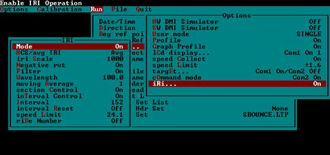 Figure 26. Screen shot. IRI options screen. This figure shows a screen capture of the IRI options screen in the ICC software.