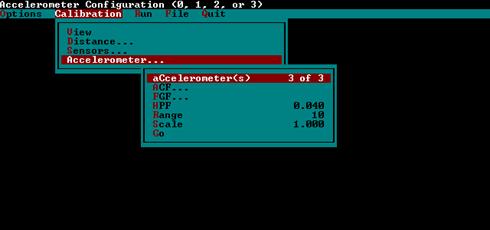 Figure 39. Screen shot. Accelerometer calibration menu. This figure shows a screen capture of the accelerometer calibration menu in the ICC software.