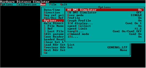 Figure 44. Screen shot. Run options screen. This figure shows a screen capture of the run options screen in the ICC software.