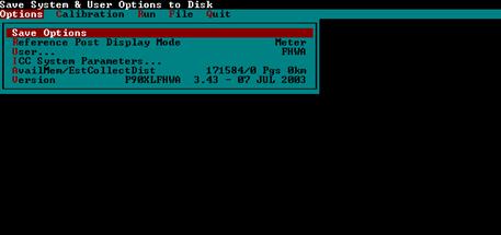Figure 52. Screen shot. Options menu. This figure shows a screen capture of the options menu in the MDR software.