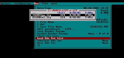 Figure 57. Screen shot. Header file list. This figure shows a screen capture of the ICC software when the header file option is selected.