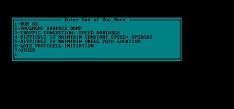 Figure 61. Screen shot. End of run note screen. This figure shows a screen capture of the end of run note screen in the ICC software.