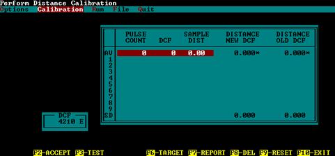 Figure 65. Screen shot. Distance calibration screen. This figure shows a screen capture of the distance calibration screen in the ICC software.