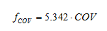 Figure 52. Equation. Calculation of COV shift factor. f subscript COV equals 5.342 times COV.