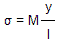 Sigma is equal to M multiplied by Y and divided by I.