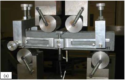 shows the prism flexural test setup for a 229-millimeter span.