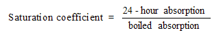Equation 13.  Saturation coefficient equals 24-hour absorption divided by boiled absorption.