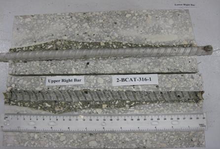 Figure 89. Photo. Top R bar and bar trace of specimen 2-BCAT-316-1 subsequent to dissection. This is a photograph of top R bar and bar trace of specimen 2-BCAT-316-1 subsequent to dissection. No corrosion is apparent.