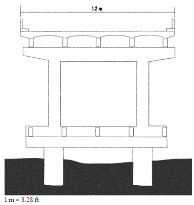 Illustration. Typical Cross Section at Pier of Xiaoyudong Bridge. Click here for more information.