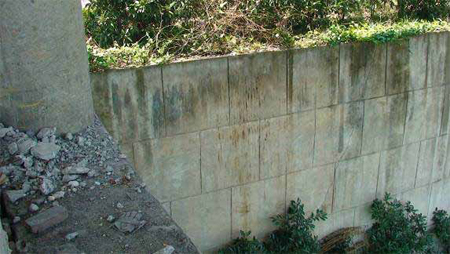 Photo. Crack on Retaining Wall Underneath the Northwest Approach. Click here for more information.
