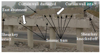 Photo. Seismic bars at east abutment of Romero bridge. Click here for more information.