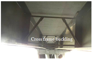 Photo. Damage to cross frame on Quilicura railway overcrossing. Click here for more information.