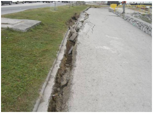 Photo. Lateral spreading near east end of Biobío River bridge. Click here for more information.