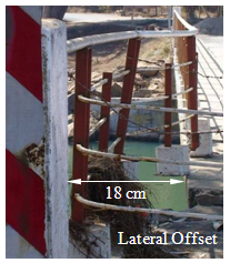 Photo. Offset in handrail on south abutment of Pichibudis bridge. Click here for more information.