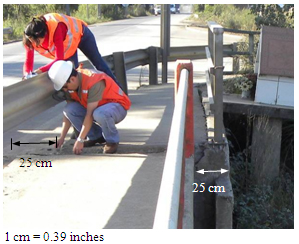 Photo. Lateral deformation at south abutment of El Bar bridge. Click here for more information.