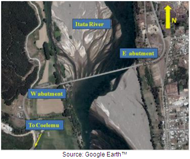 Photo. Satellite image of El Bar bridge. Click here for more information.