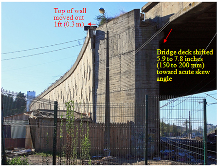 Photo. Wall corner tilting outward at wall site 28B. Click here for more information.