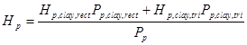 H subscript p equals the quantity H subscript p,clay,rect times P subscript p,clay,rect plus H subscript p,clay,tri times P subscript p,clay,tri divided by P subscript p H subscript p equals the quantity H subscript p,clay,rect times P subscript p,clay,rect plus H subscript p,clay,tri times P subscript p,clay,tri divided by P subscript p
