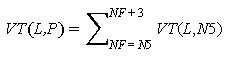 VT open parenthesis L and P closed parenthesis equals the sum of VT open parenthesis L and N5 closed parenthesis from NF equals N5 to NF plus 3.