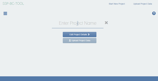 Figure 7: Screenshot. Enter Project Name screen.
