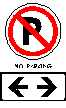 Figure 3i of Chapter 4. Icon indicates the wrong way to create a no parking sign (with no parking written in small letters)