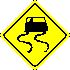 Yellow Icon that indicates caution for moving cars.