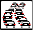 Black and white icon with multiple cars to indicate heavy traffic.