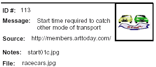 Icon Message: Start time required to catch other mode of transport