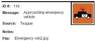 Icon Message: Approaching emergency vehicle. (clip art of police car)