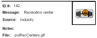 Icon Message: Recreation center (clip art of basketaball and weights)