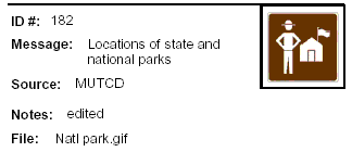 Icon Message: Locations of state and national parks