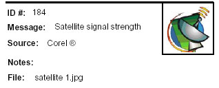 Icon Message: Satellite signal strength (satellite points to the northeast)