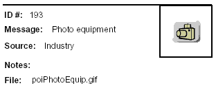 Icon Message: Photo equipment. Clip art of camera