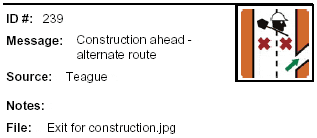 Icon Message: Construction ahead alternate route
