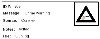 Icon Message: Crime warning