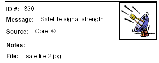 Icon Message: Satellite signal strength (satellite points to northwest)