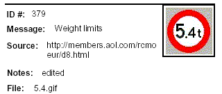 Icon Message: Weight Limits (5.4t)