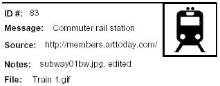 Icon Message: Commuter rail station (clip art of front of train)